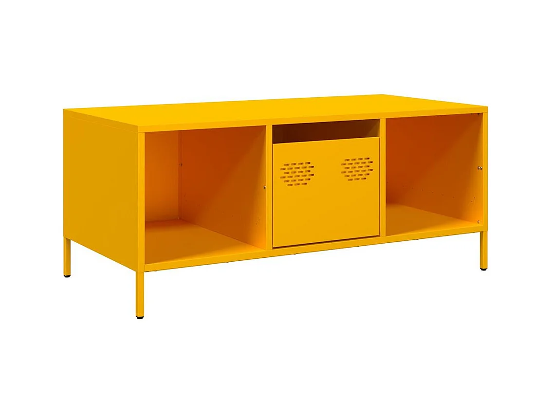 Table basse jaune moutarde 101,5x50x43,5cm acier laminé à froid