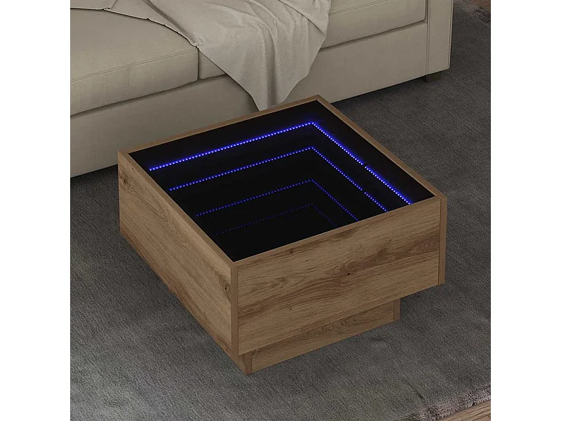 Table basse chêne artisanal 50 x 50 x 30 cm Bois d'ingénierie