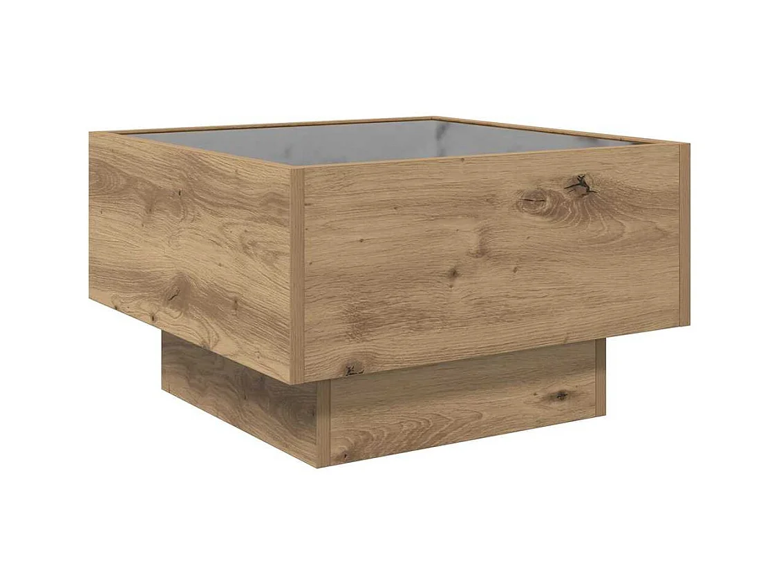 Table basse chêne artisanal 50 x 50 x 30 cm Bois d'ingénierie