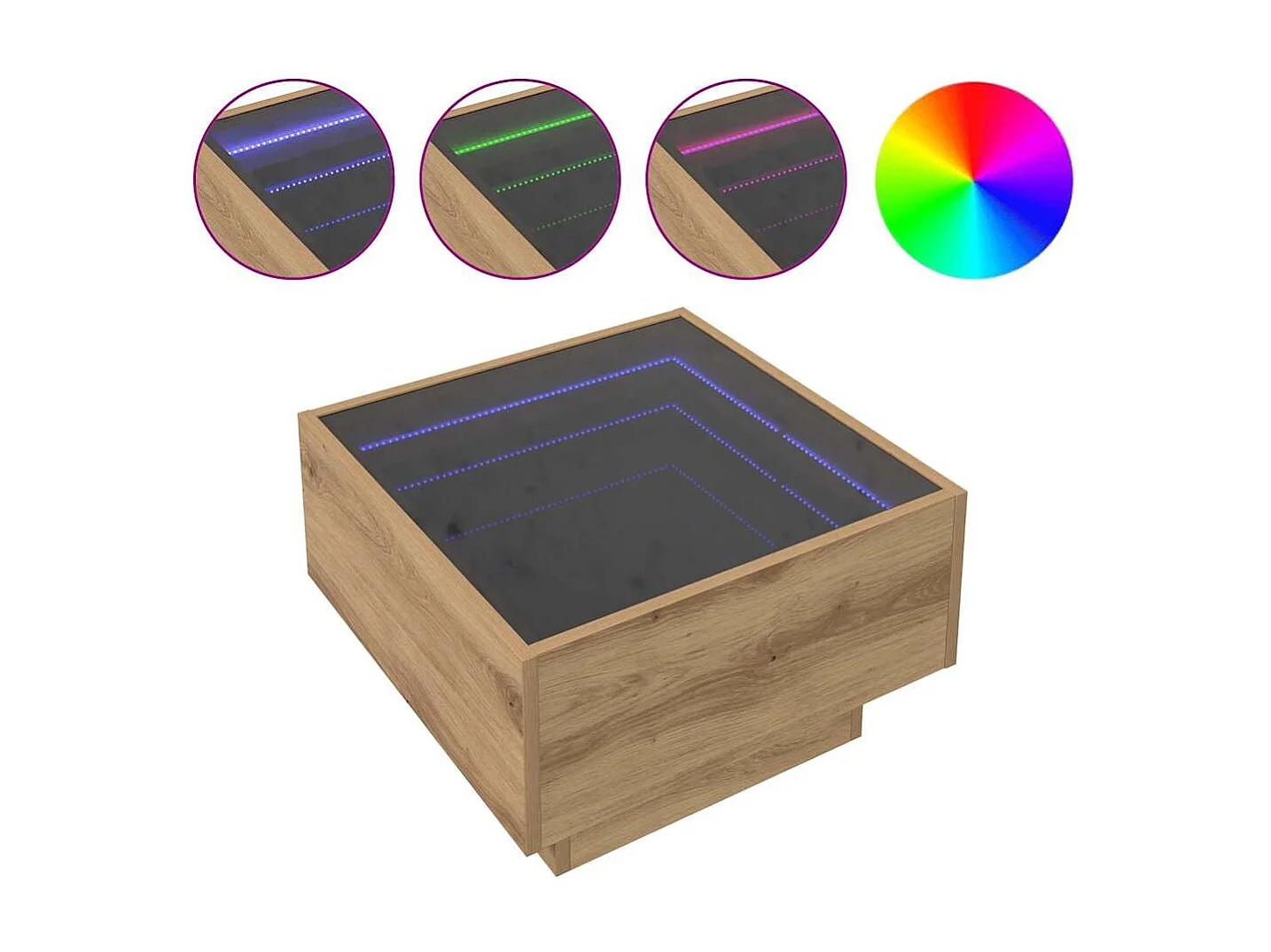 Mesa de Café Roble artisan 50 x 50 x 30 cm Madera contrachapada