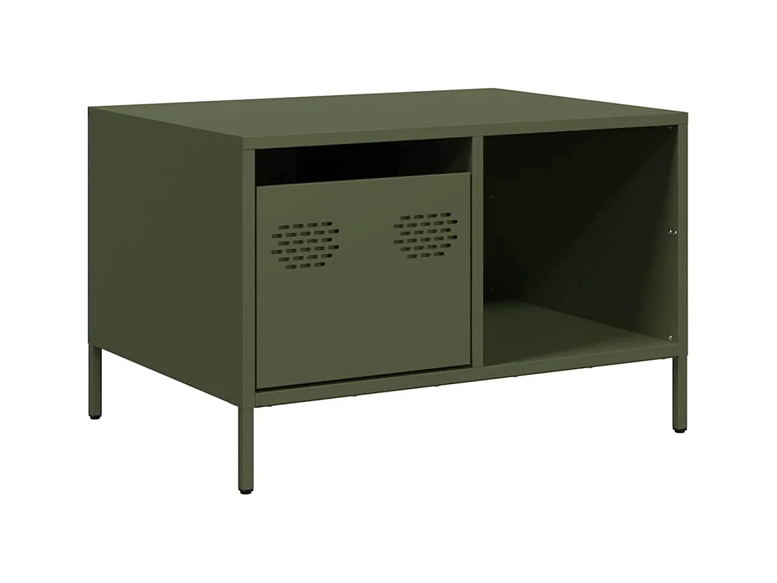 Table basse vert olive 68,5x50x43,5 cm acier laminé à froid