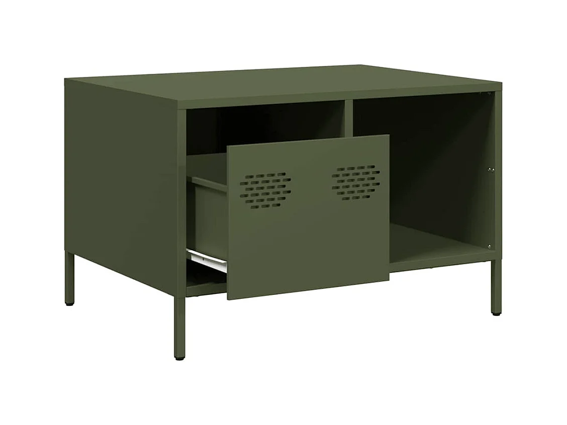 Table basse vert olive 68,5x50x43,5 cm acier laminé à froid