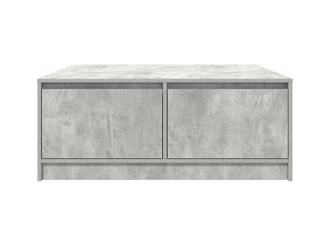 Table basse avec tiroirs gris béton 100x100x40 cm