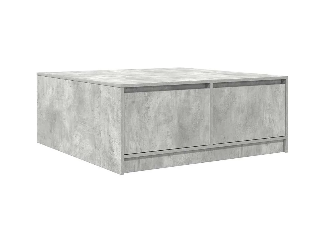 Table basse avec tiroirs gris béton 100x100x40 cm