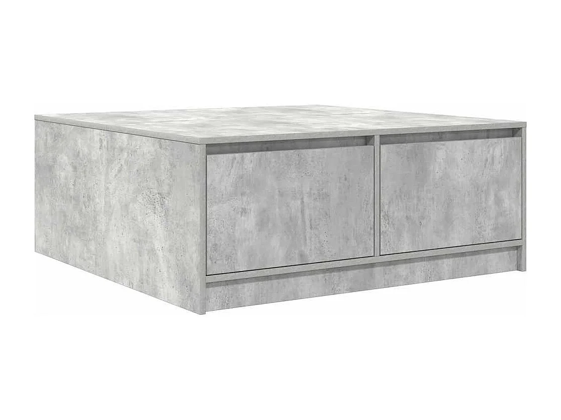 Mesa de centro con cajones gris hormigón 100x100x40 cm