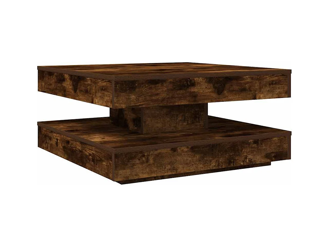 Table basse rotative à 360 degrés chêne fumé 70x70x34,5 cm