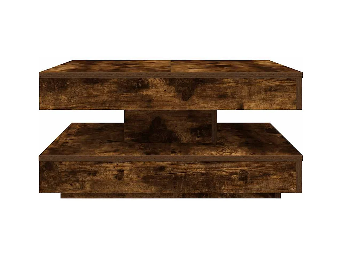 Table basse rotative à 360 degrés chêne fumé 70x70x34,5 cm