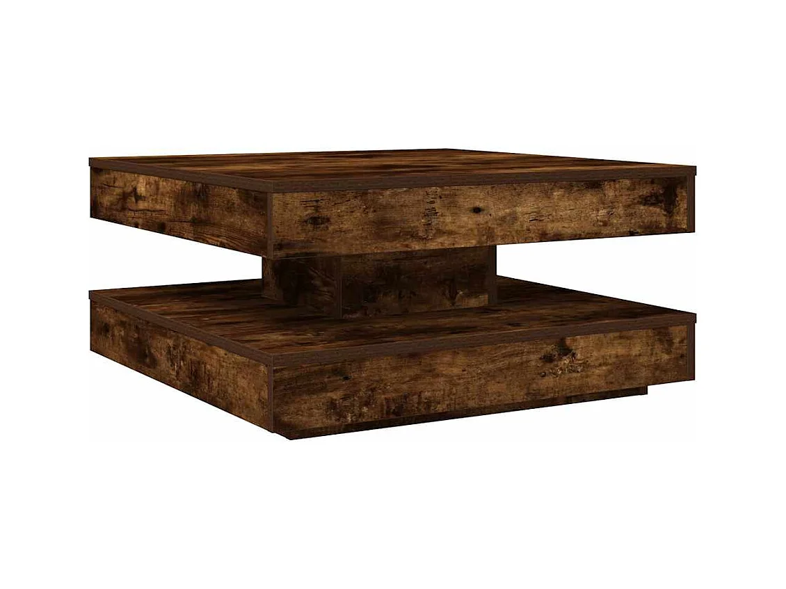 Table basse rotative à 360 degrés chêne fumé 70x70x34,5 cm