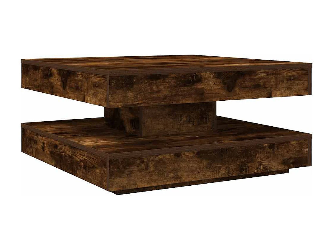 Table basse rotative à 360 degrés chêne fumé 70x70x34,5 cm