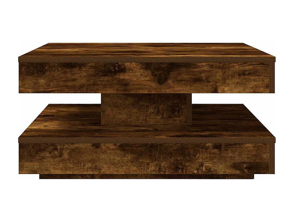 Table basse rotative à 360 degrés chêne fumé 70x70x34,5 cm