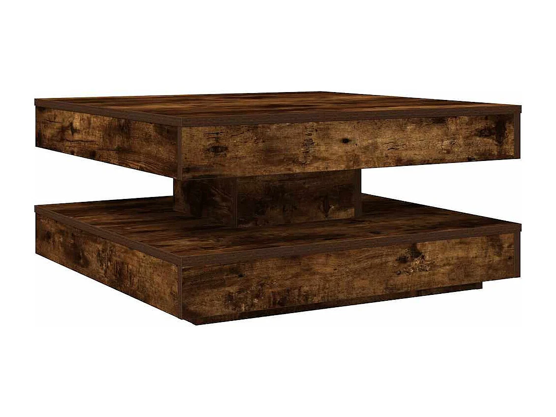 Table basse rotative à 360 degrés chêne fumé 70x70x34,5 cm