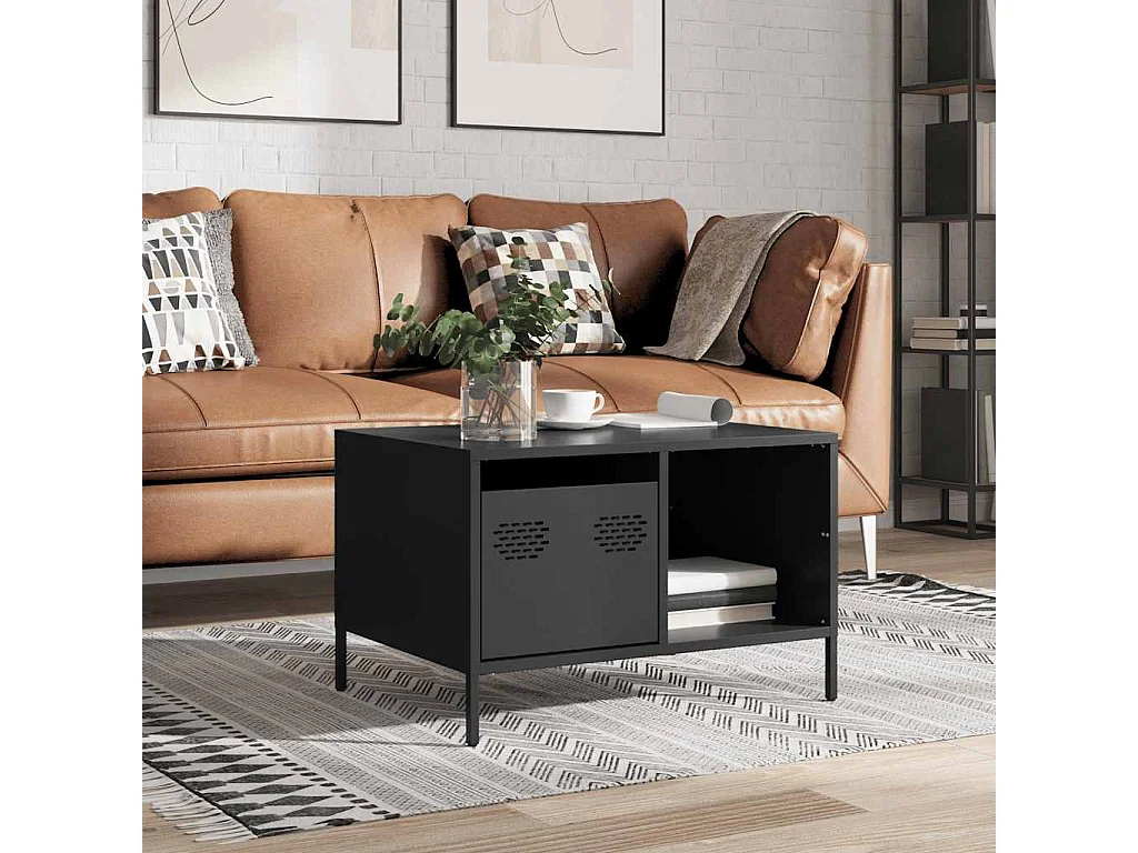 Salontafel 68,5x50x43,5 cm koudgewalst staal zwart