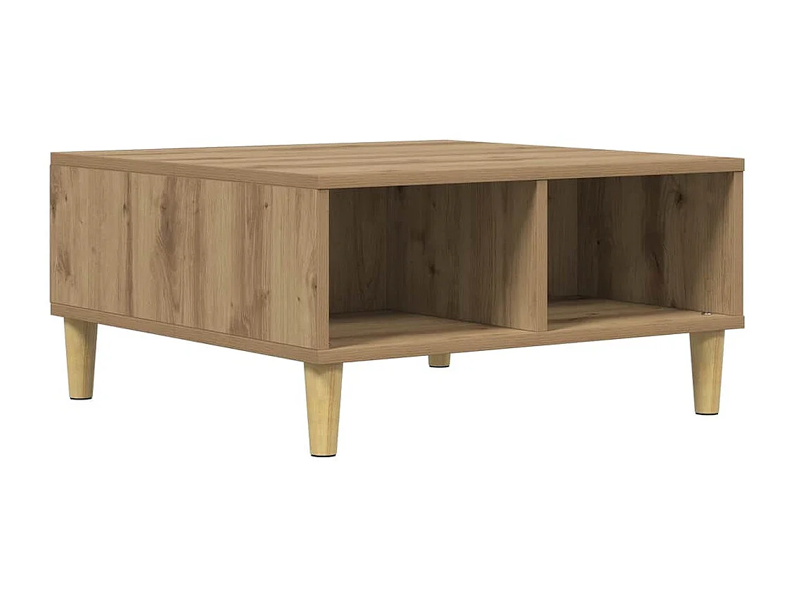 Table basse chêne artisanal 60x60x30 cm bois d'ingénierie