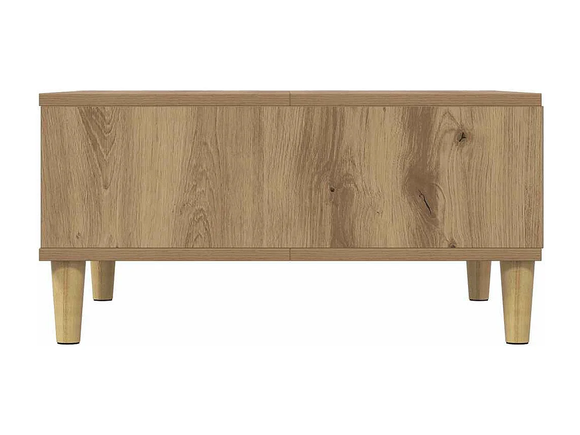 Table basse chêne artisanal 60x60x30 cm bois d'ingénierie