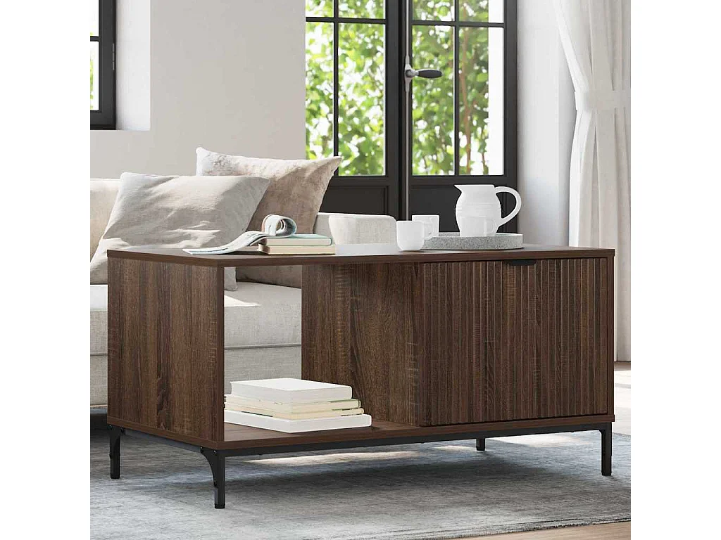 Mesa de Café Marrón roble 90 x 49 x 46 cm Madera contrachapada