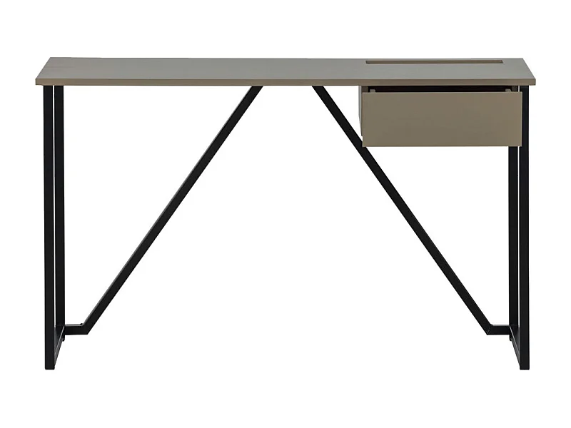 Nex julius - Bureau en bois et métal avec tiroir - Taupe