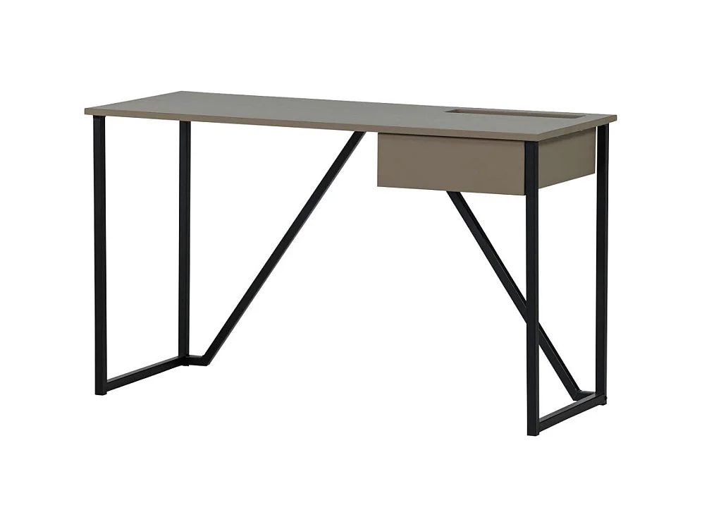 Nex julius - Bureau en bois et métal avec tiroir - Taupe