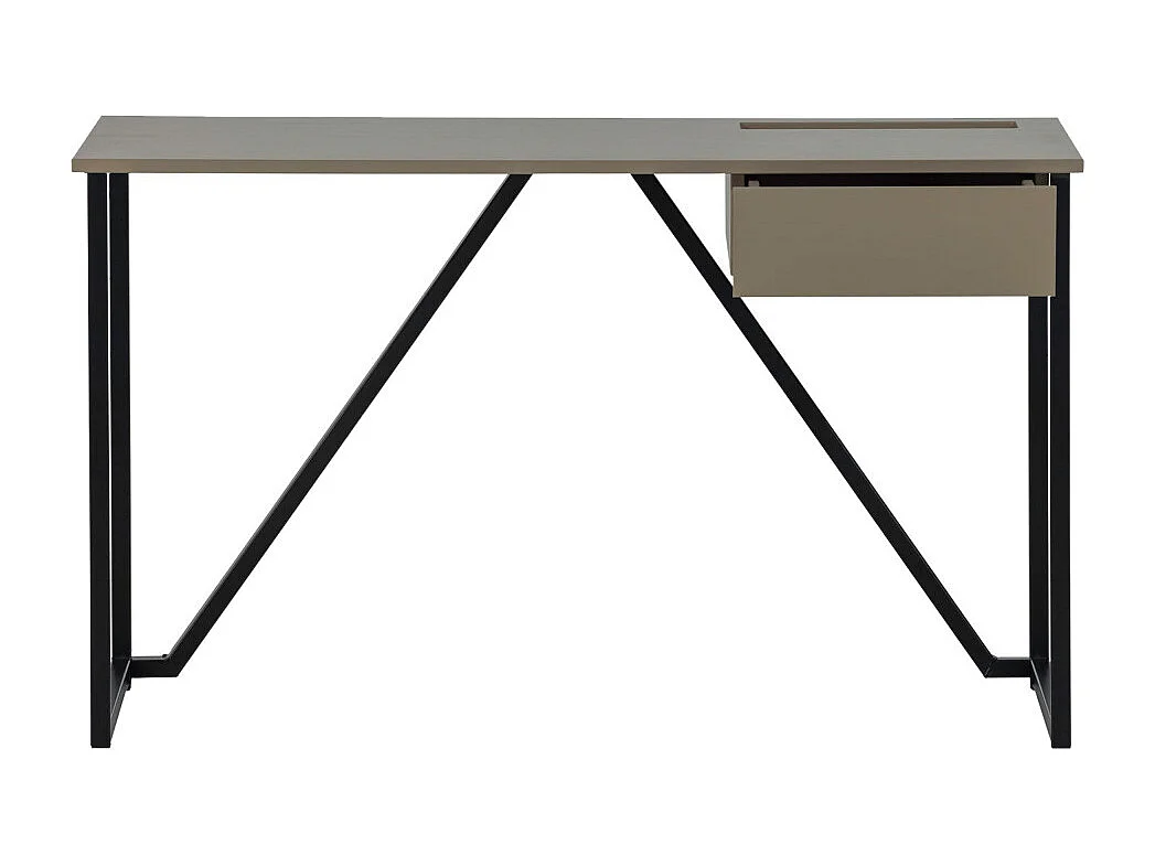 Nex julius - Bureau en bois et métal avec tiroir - Taupe