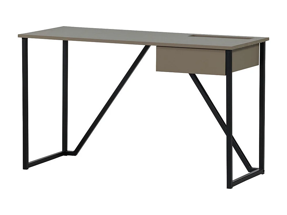 Nex julius - Bureau en bois et métal avec tiroir - Taupe