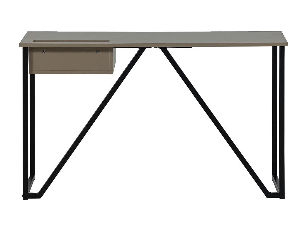 Nex julius - Bureau en bois et métal avec tiroir - Taupe