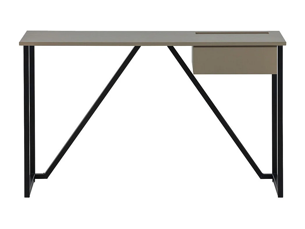 Nex julius - Bureau en bois et métal avec tiroir - Taupe