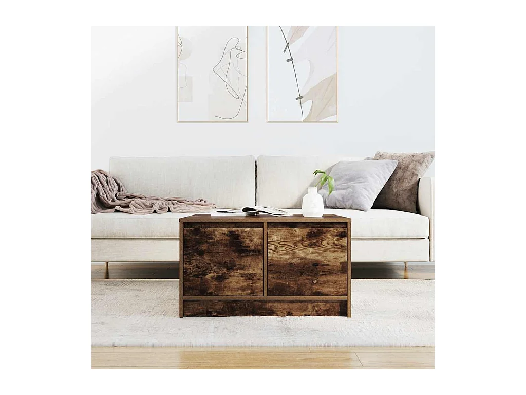 Table basse avec tiroirs chêne fumé 70,5x70x40 cm