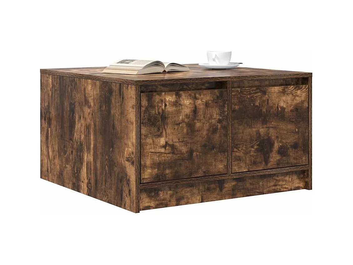 Table basse avec tiroirs chêne fumé 70,5x70x40 cm