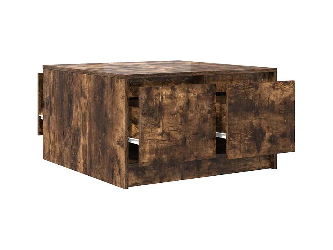 Table basse avec tiroirs chêne fumé 70,5x70x40 cm