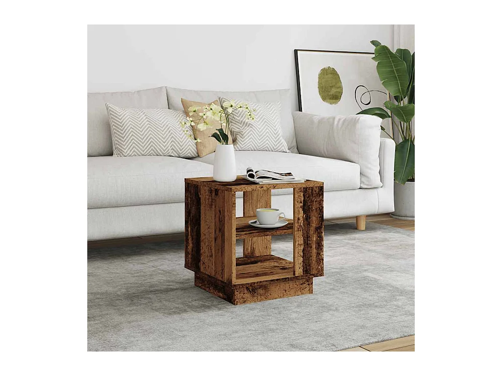 Table basse vieux bois 40x40x43 cm bois d'ingénierie