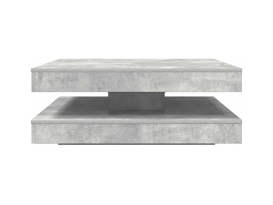 Table basse rotative à 360 degrés gris béton 90x90x34,5 cm