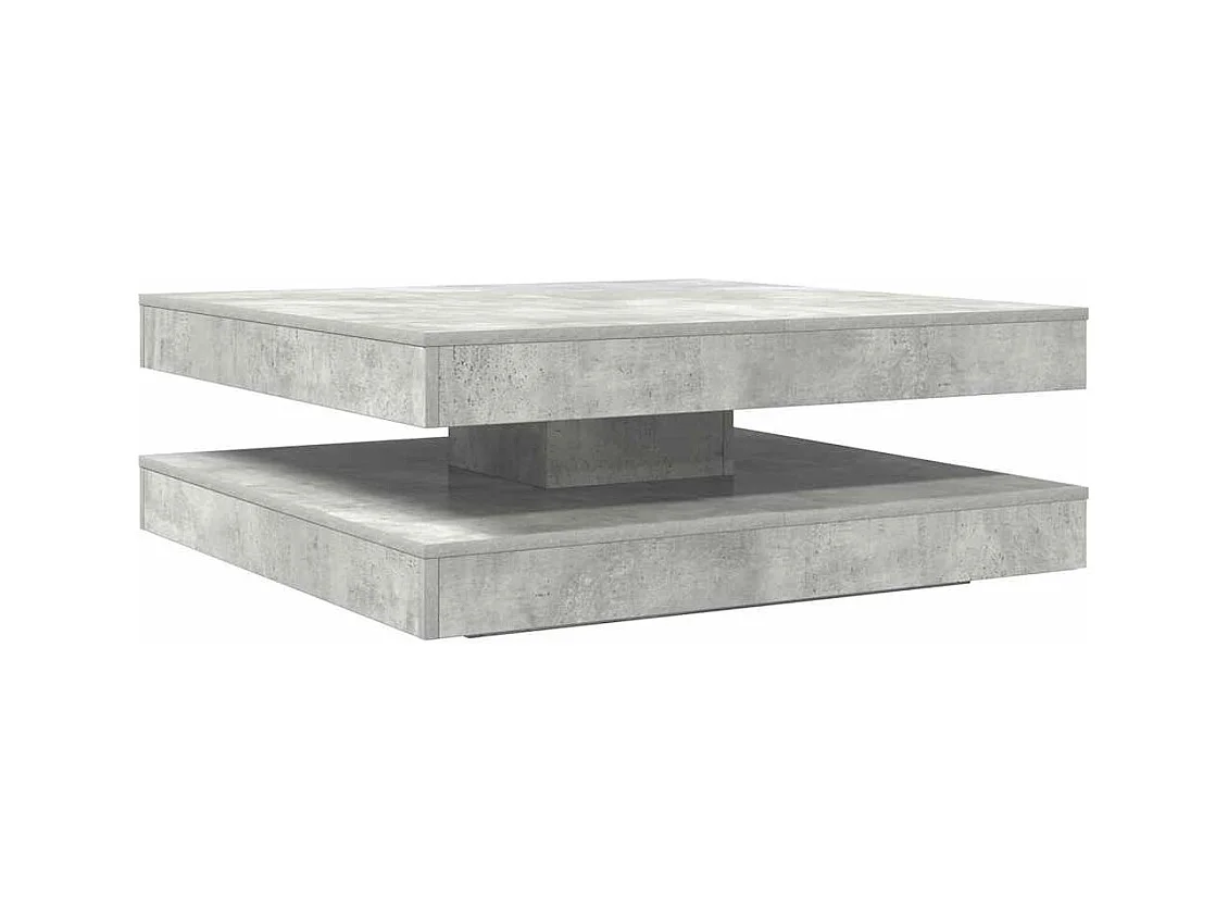 Table basse rotative à 360 degrés gris béton 90x90x34,5 cm