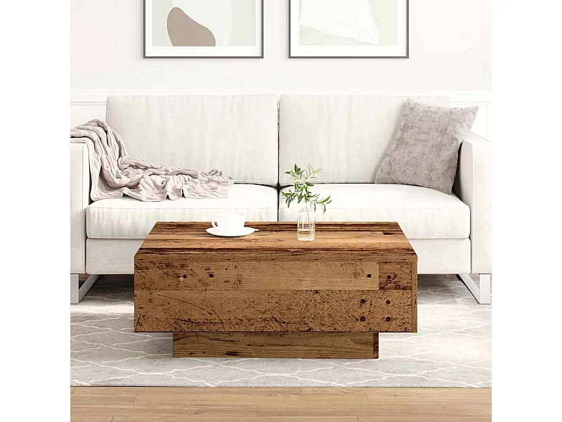 Mesa de centro Madeira antiga 80 x 80 x 31 cm