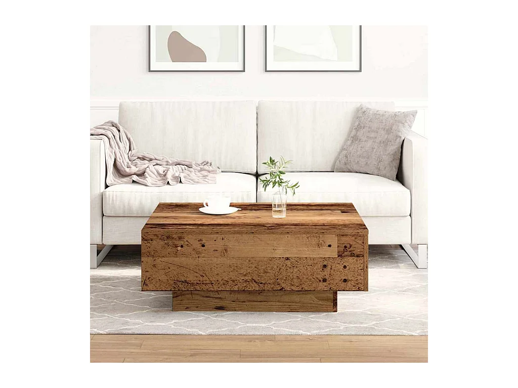 Salontafel Oud hout 80 x 80 x 31 cm Bewerkt hout