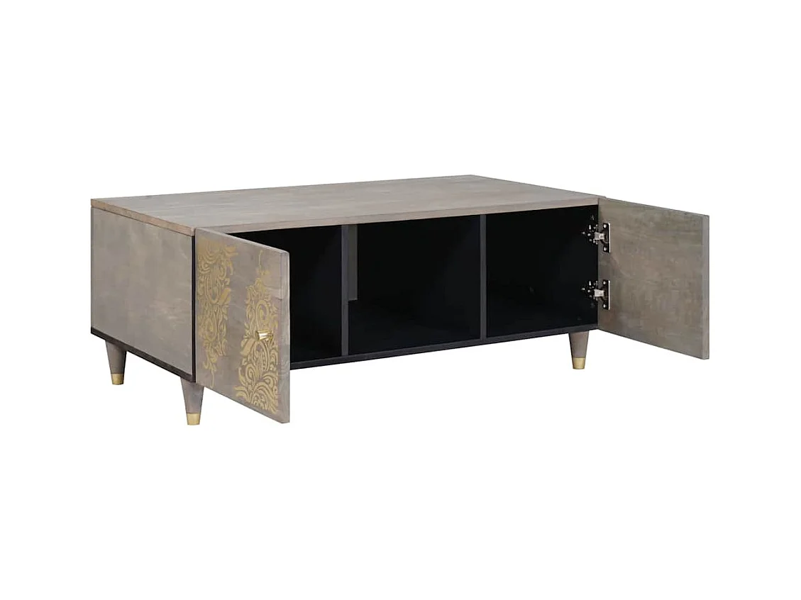 Mesa de Café Gris 100 x 54 x 40 cm madera maciza de mango