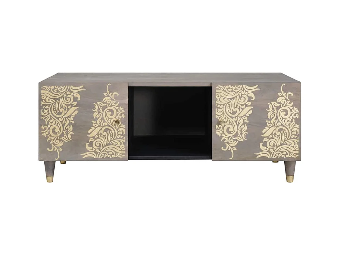 Mesa de Café Gris 100 x 54 x 40 cm madera maciza de mango