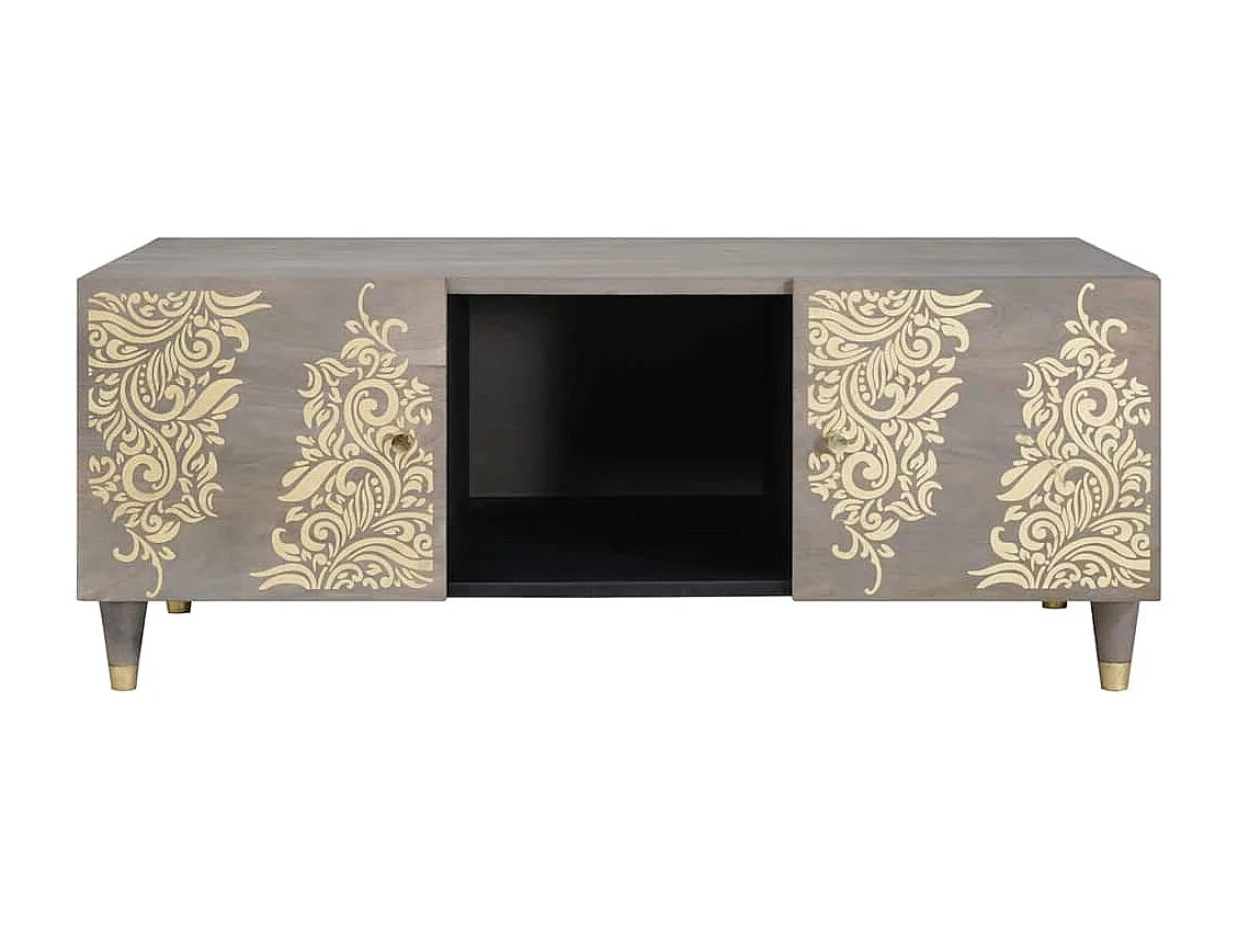 Table basse Gris 100 x 54 x 40 cm bois de manguier massif