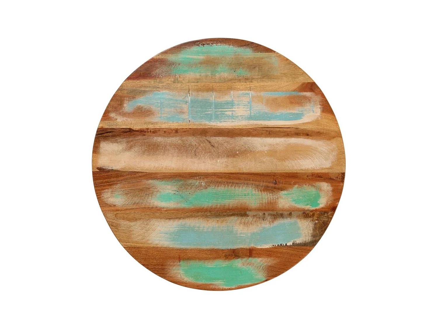 Table basse Ø50x40 cm bois de récupération massif et acier