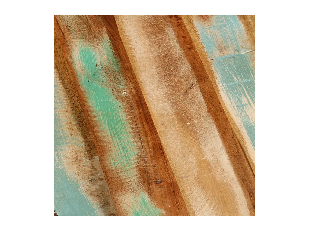 Table basse Ø50x40 cm bois de récupération massif et acier