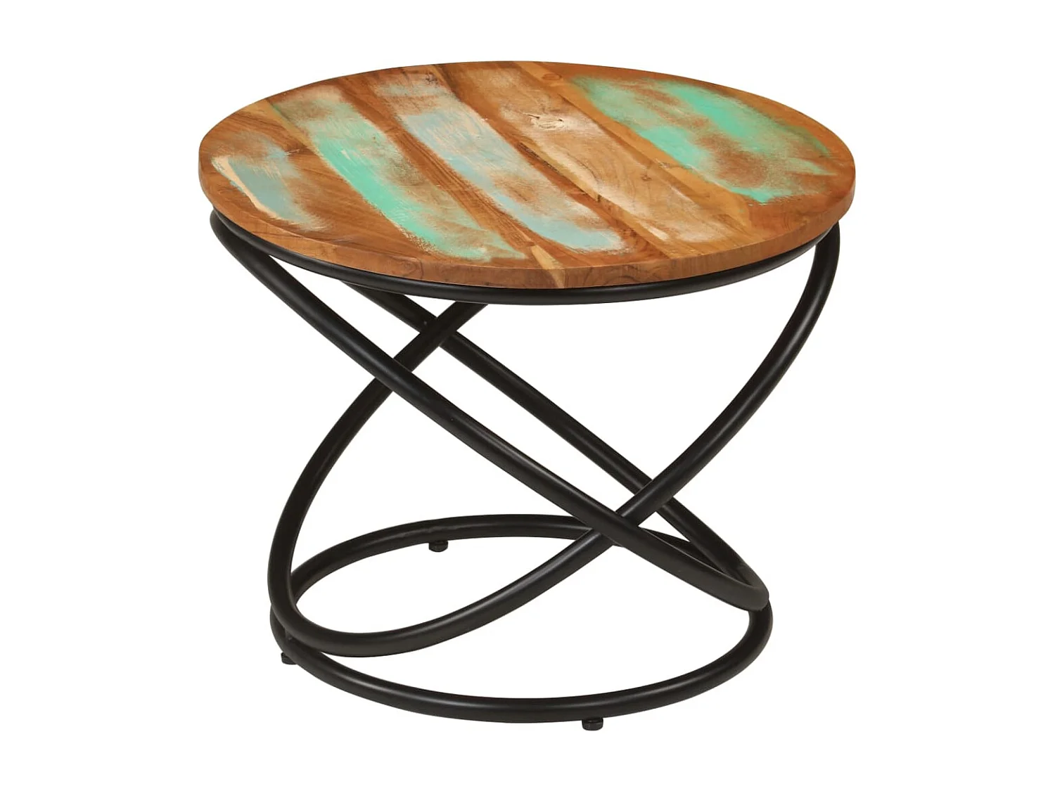 Salontafel Ø50x40 cm massief gerecycled hout en staal