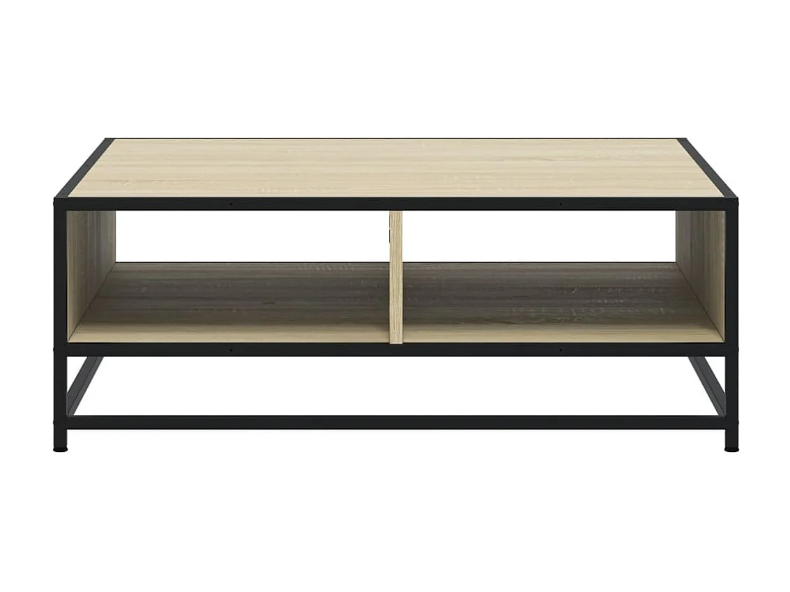 Mesa de centro madera ingeniería metal roble Sonoma 80x80x30 cm