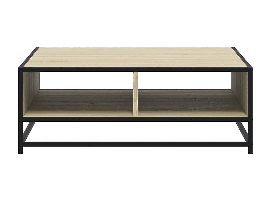 Mesa de centro madera ingeniería metal roble Sonoma 80x80x30 cm