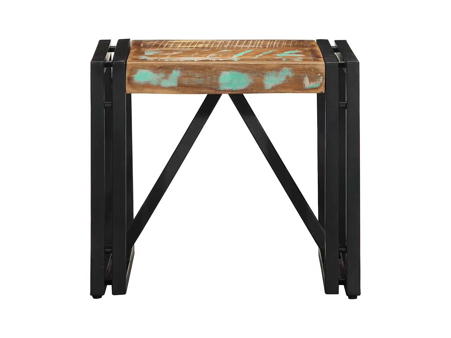 Table basse multicolore 40x40x35 cm bois de récupération massif