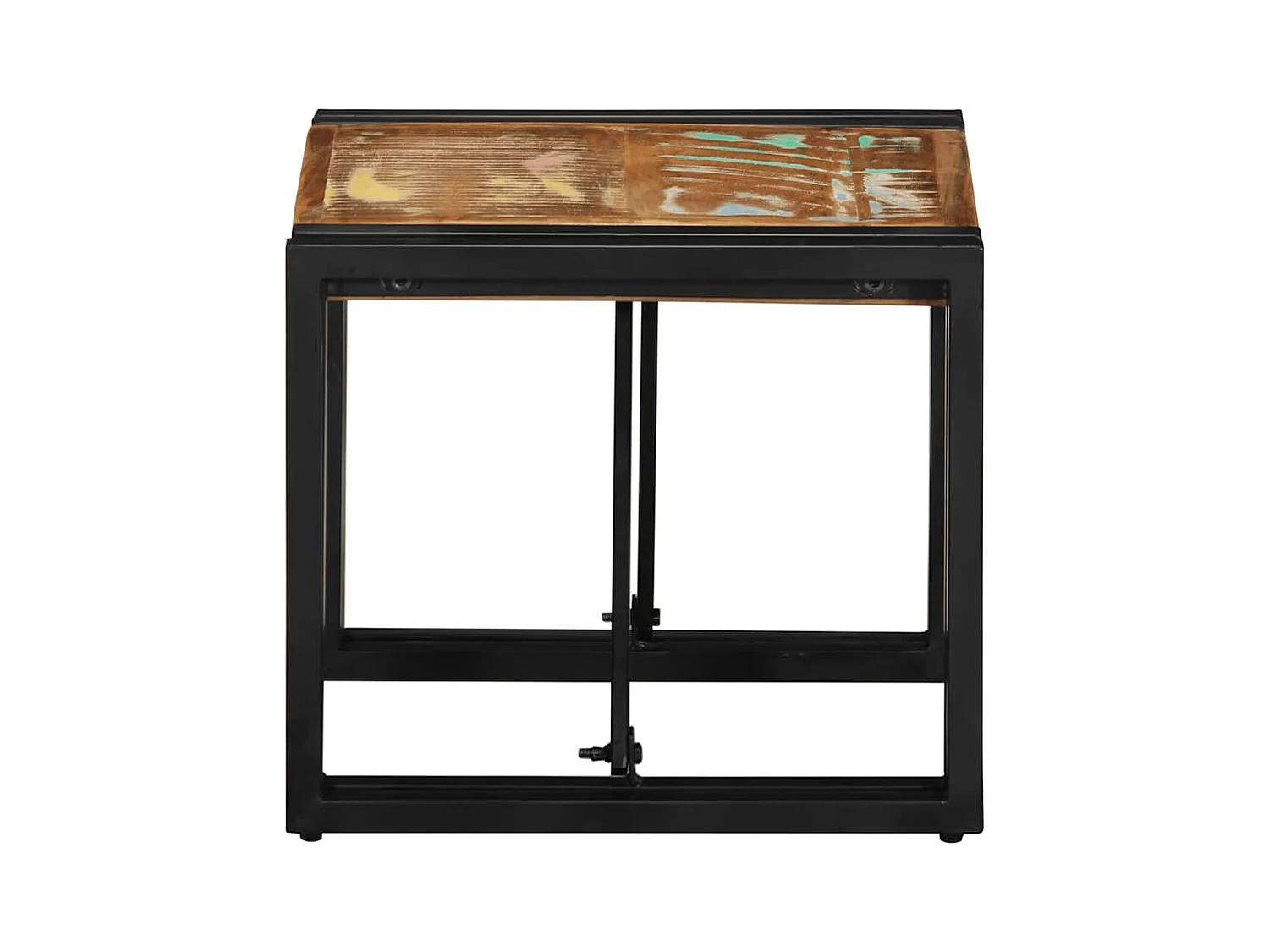 Table basse multicolore 40x40x35 cm bois de récupération massif