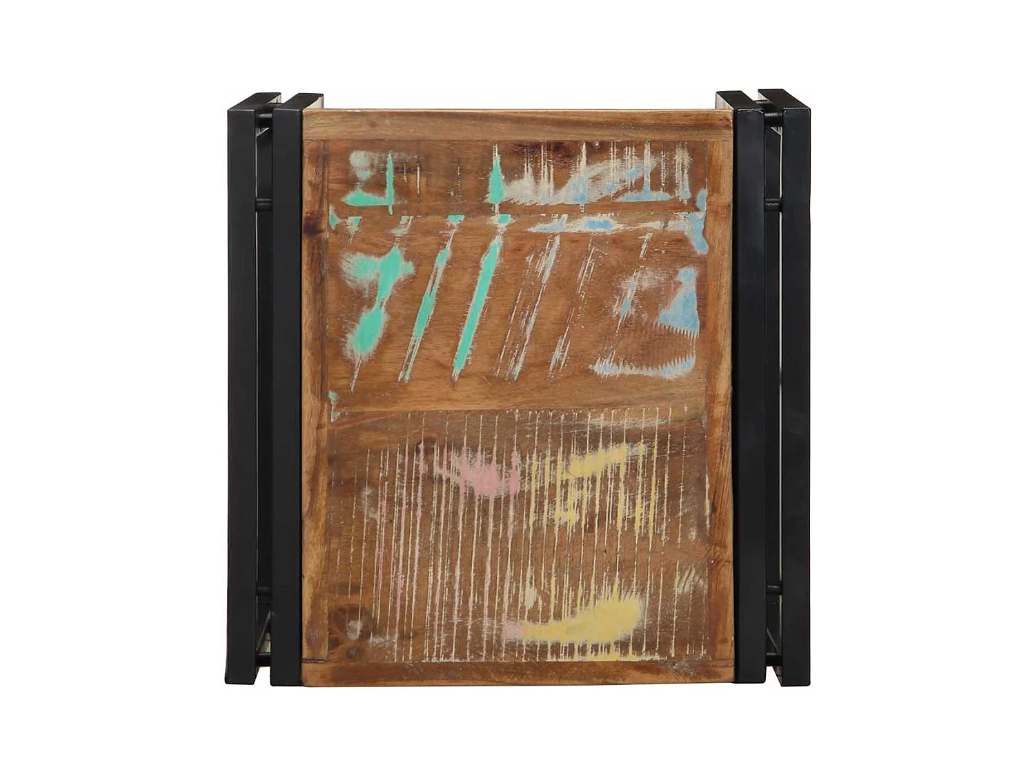 Table basse multicolore 40x40x35 cm bois de récupération massif