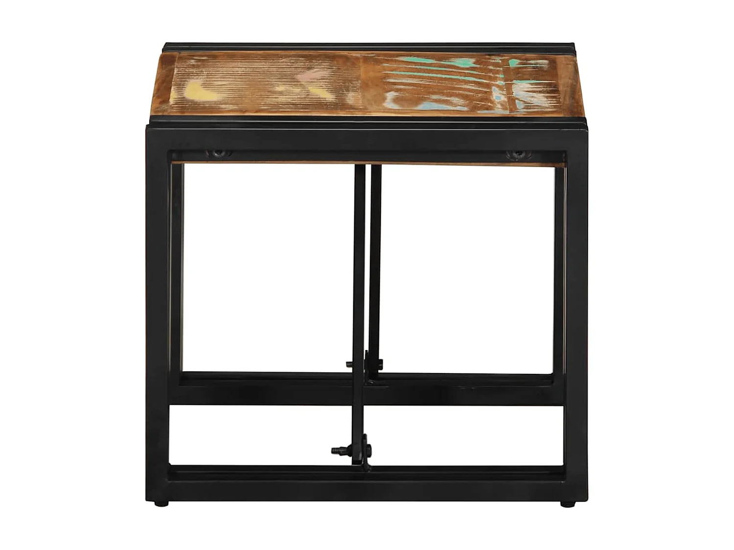 Mesa de centro multicolor 40x40x35 cm madera maciza reciclada