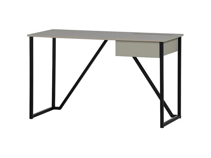 Nex julius - Bureau en bois et métal avec tiroir - Beige