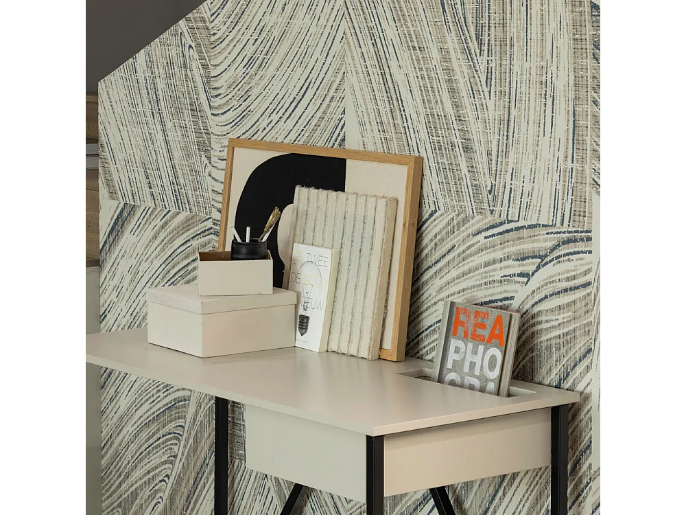 Nex julius - Bureau en bois et métal avec tiroir - Beige