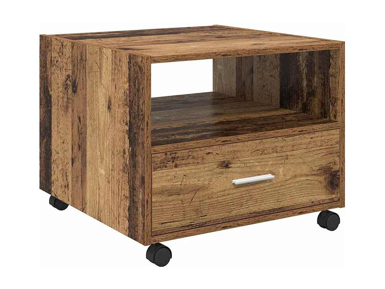 Salontafel with Drawer Oud hout 55 x 55 x 45 cm Bewerkt hout