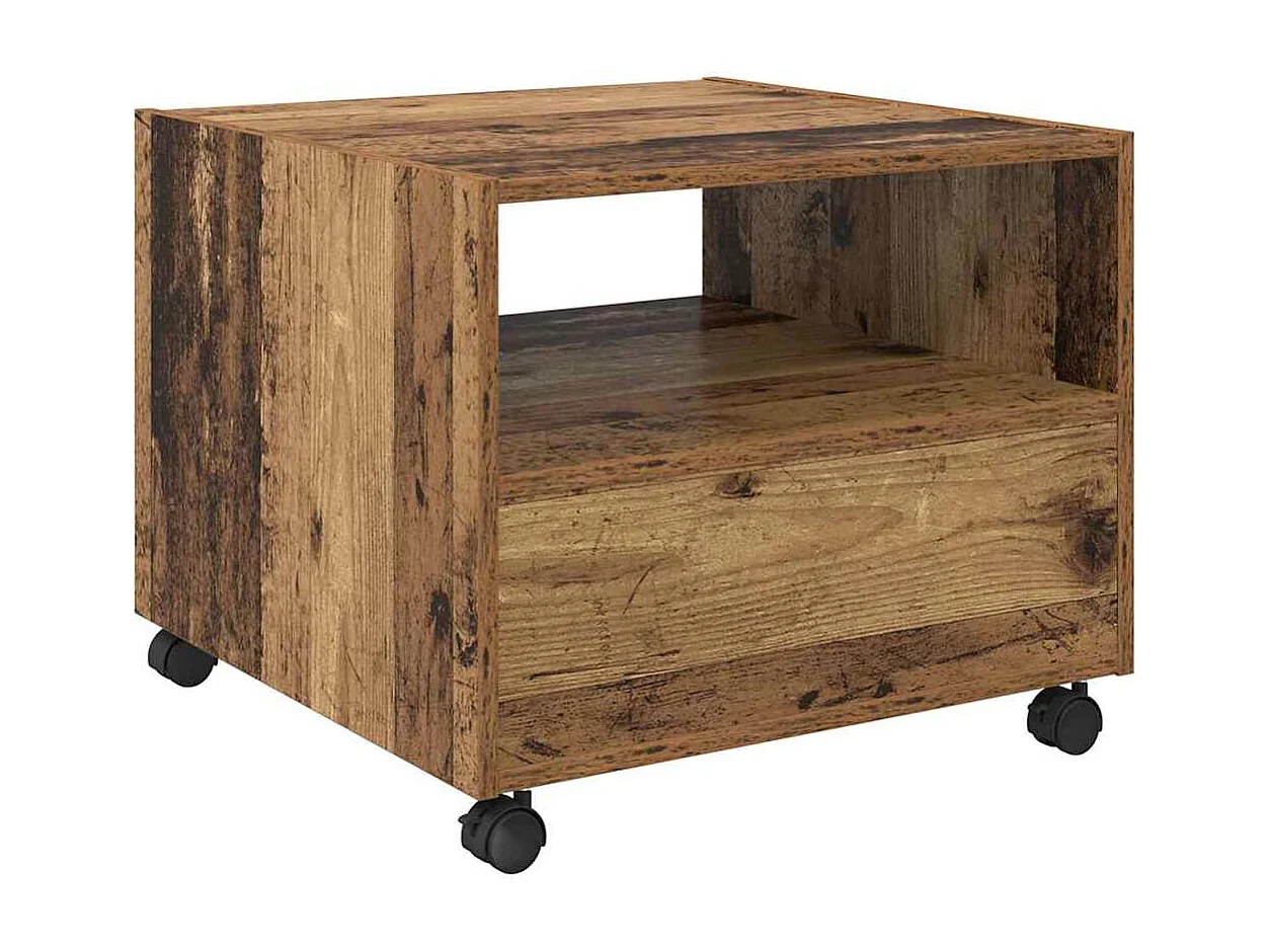 Salontafel with Drawer Oud hout 55 x 55 x 45 cm Bewerkt hout