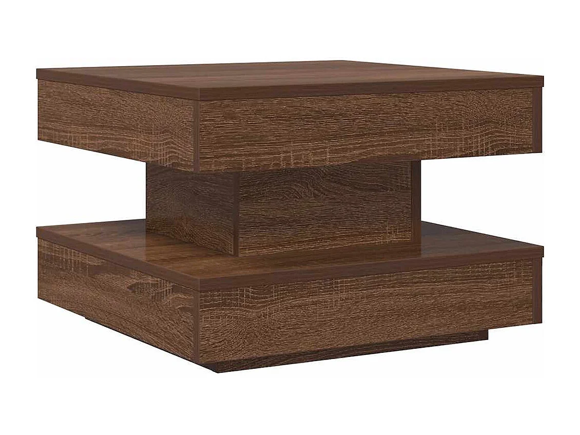 Salontafel 360 graden draaibaar 50x50x34,5 cm bruin eikenkleur